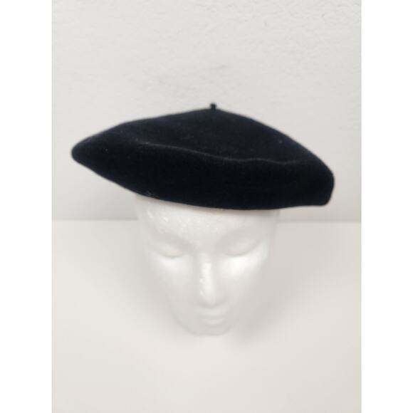 Neiman Marcus Beret Hat Set of 2 Black Burgundy Wool Made in France Vintage